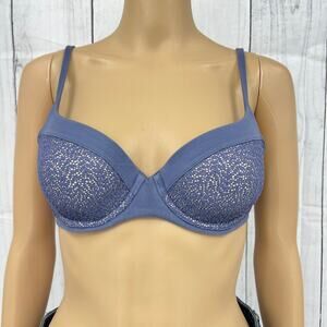 VS Victoria's Secret (32D) Body by Victoria Blue Floral Lightly Padded Bra